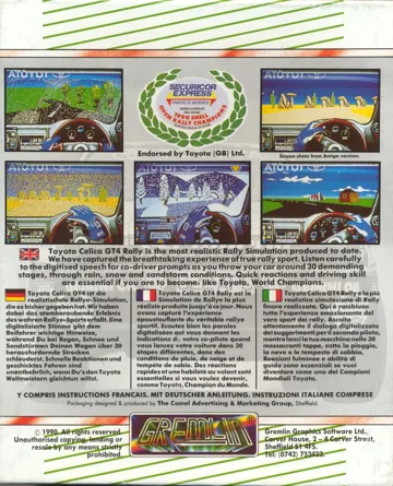 Toyota Celica GT Rally box cover back